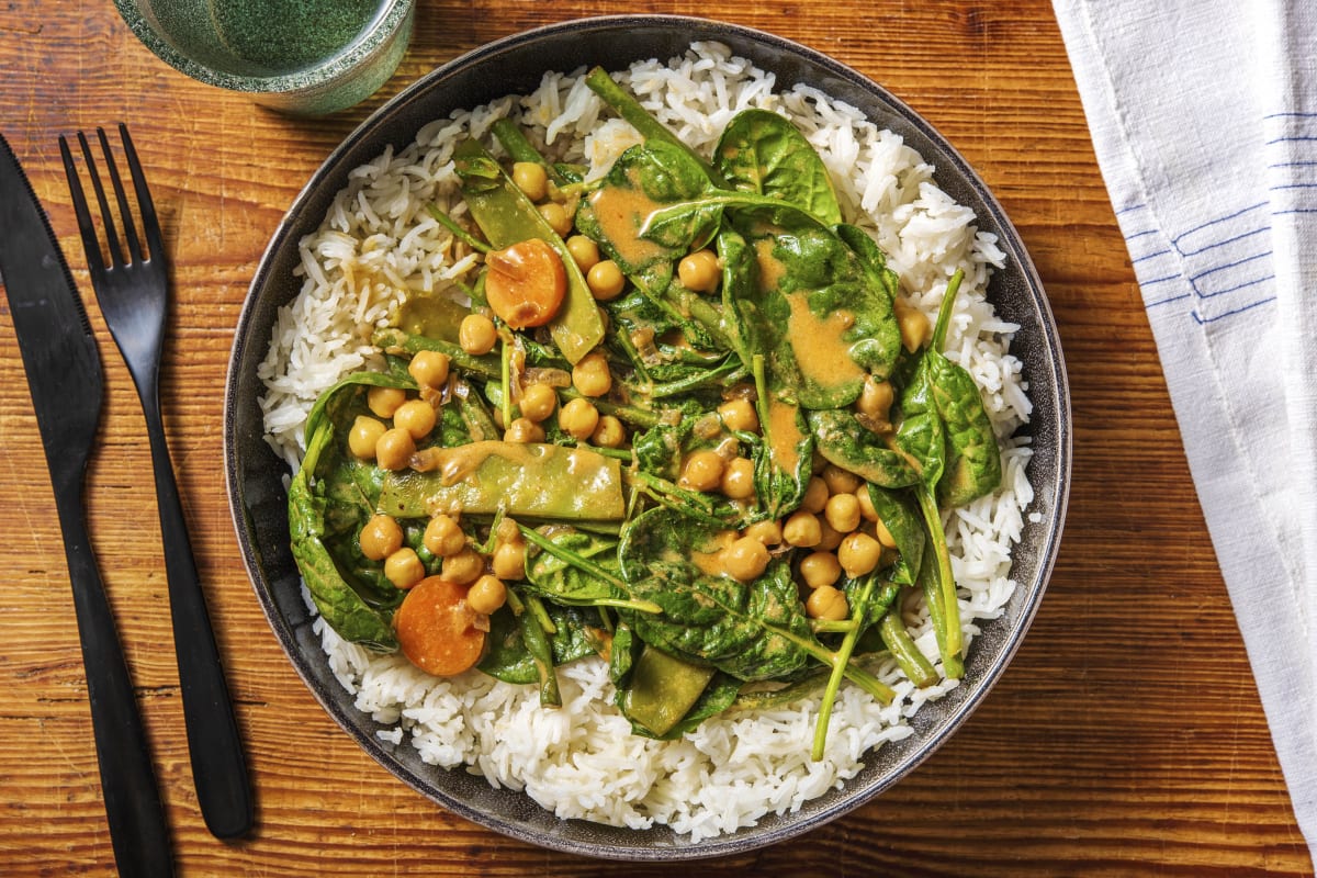 Curry doux aux épinards et pois chiches