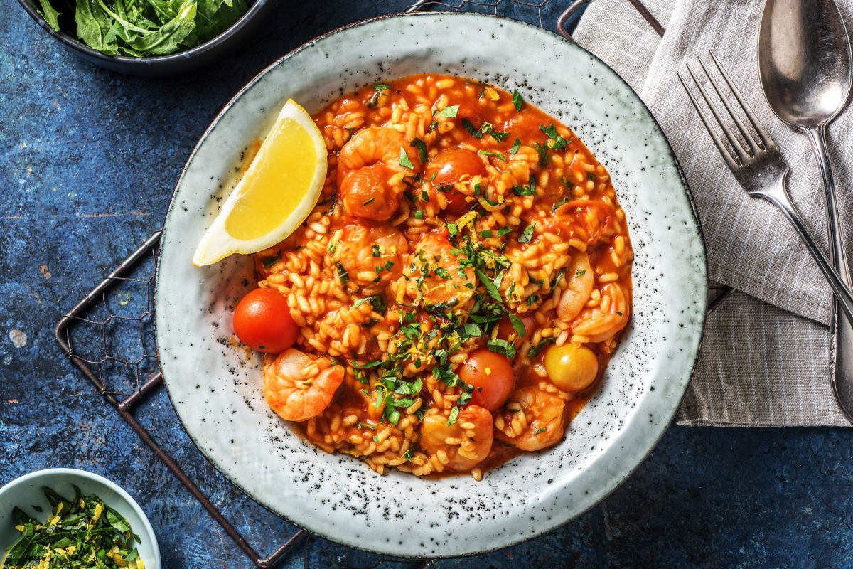 Risotto à la tomate et aux crevettes