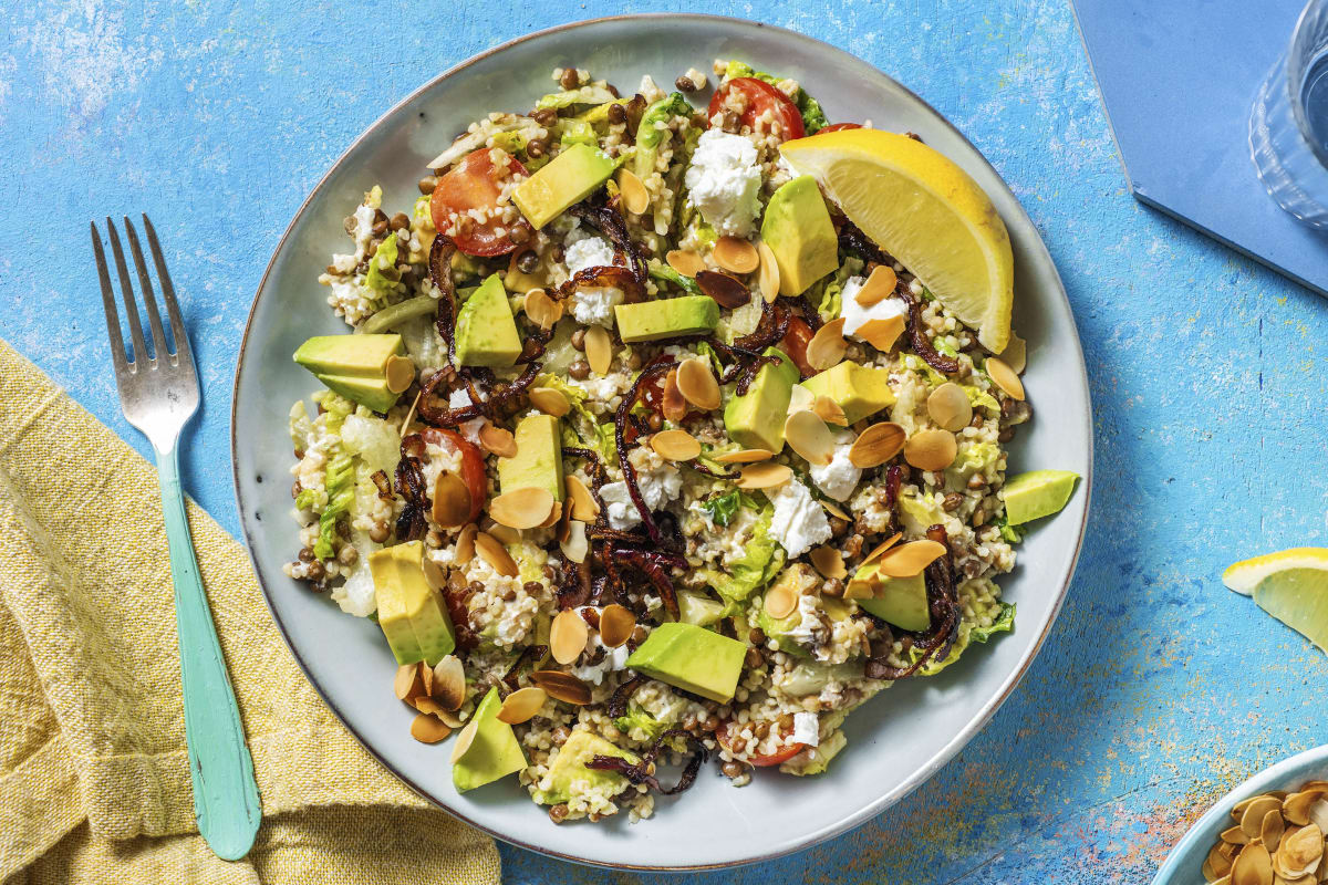 Bulgur-linzensalade met geitenkaas