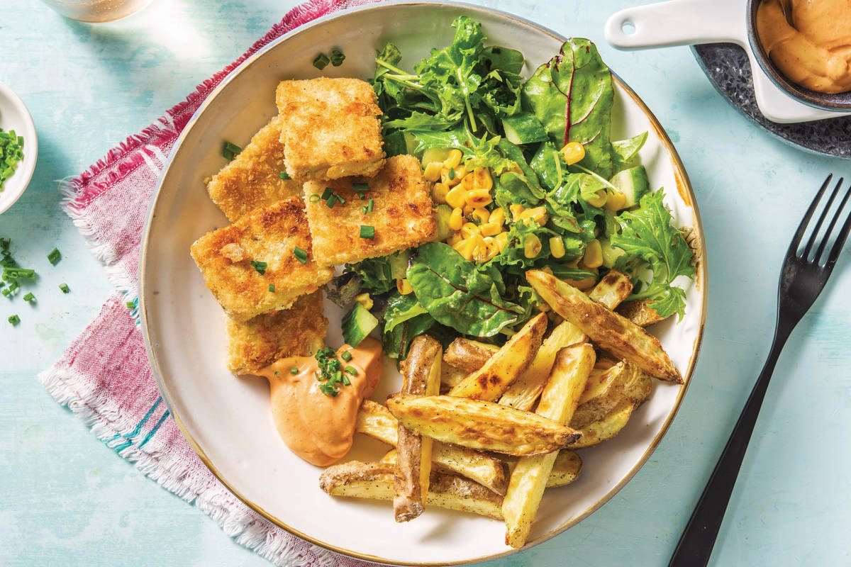 Crumbed Tofu Dippers & Fries Recipe HelloFresh