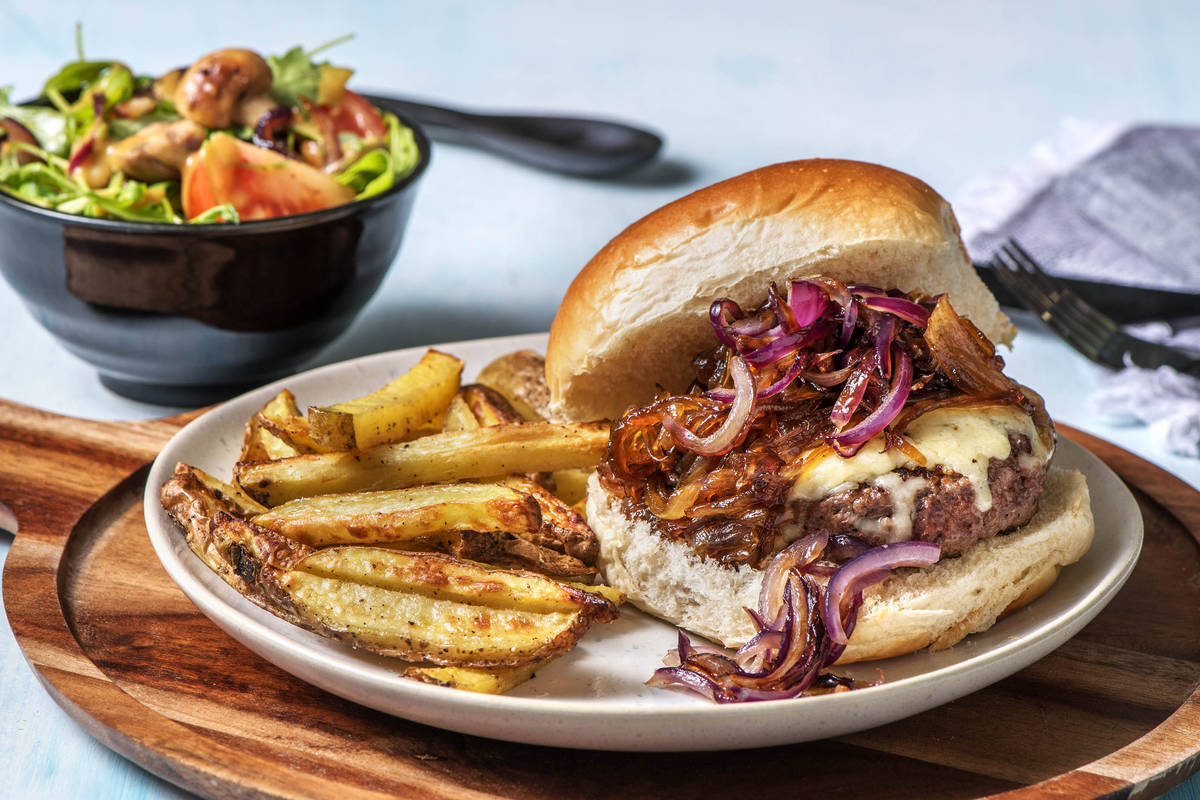 Burger de sanglier au fromage et chutney d'oignon