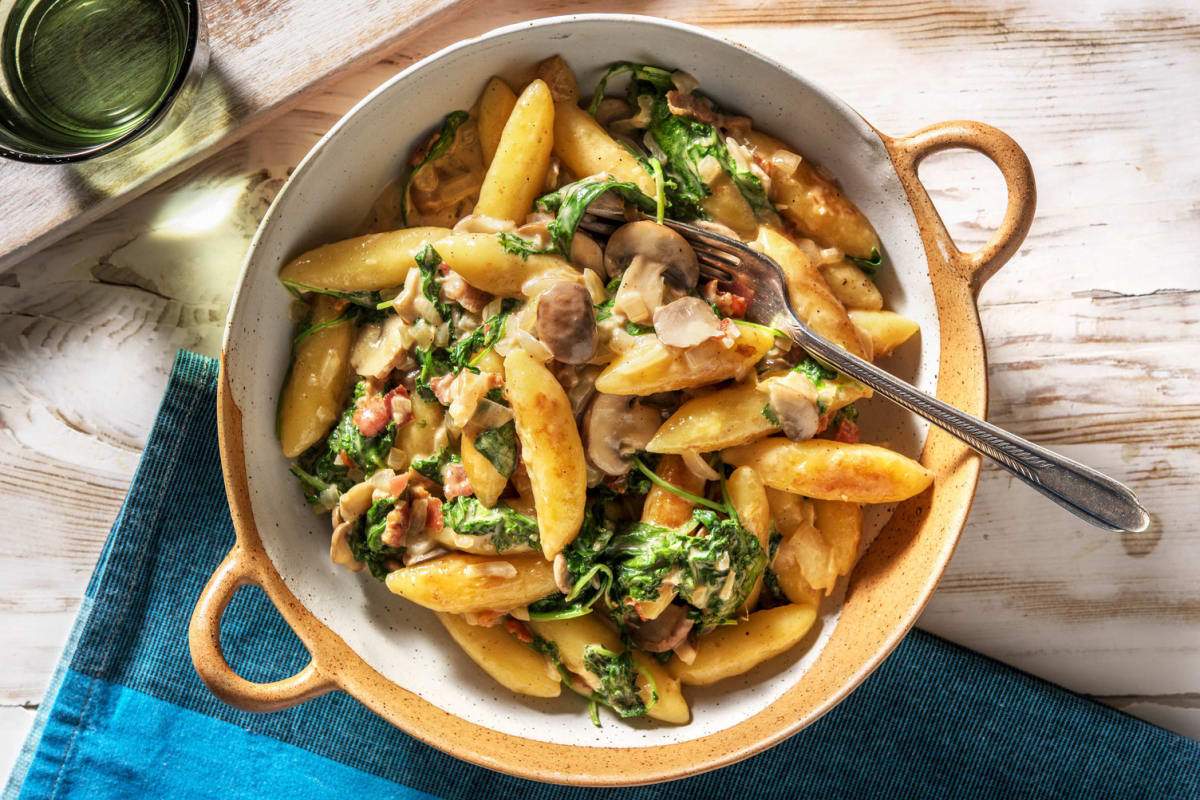Sommerliche Spinat-Schupfnudel-Pfanne