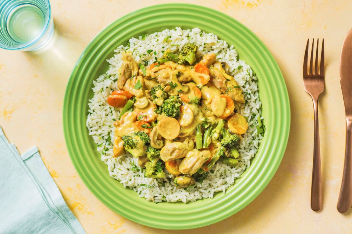 Mildes Hähnchencurry mit Gemüsemix