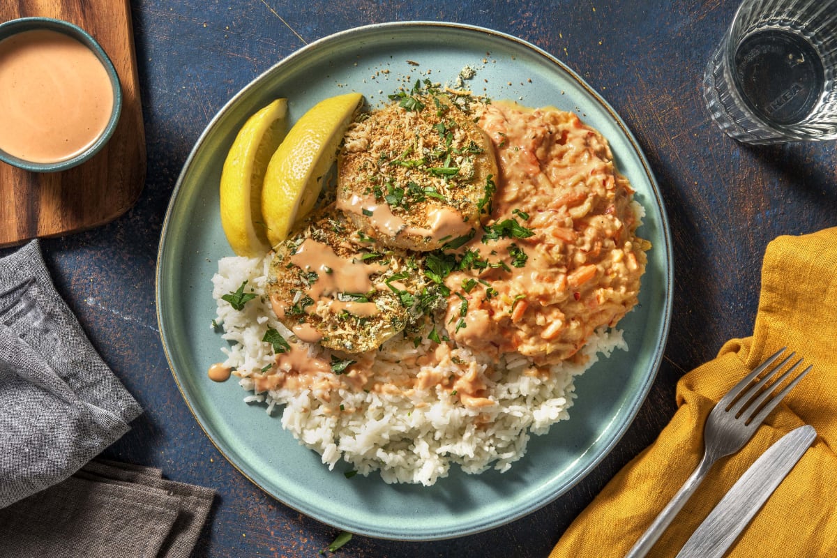 Kohlrabischnitzel mit Möhren-Apfel-Salat