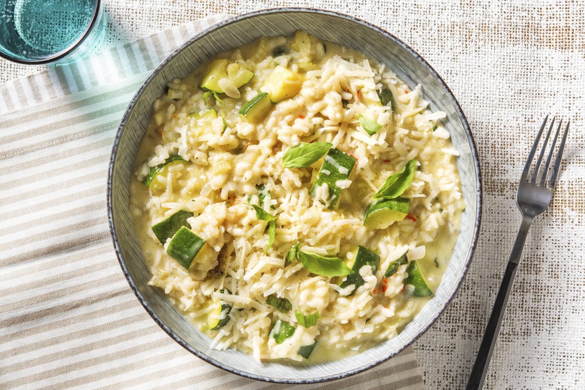 Pittige risotto met bleekselderij en courgette