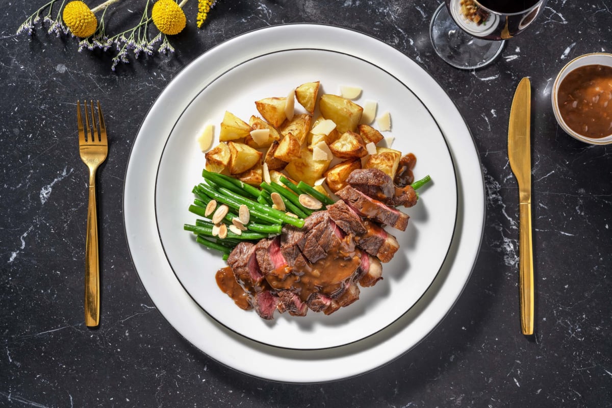 Sous-vide-Rindersteak  mit Prinzessbohnen