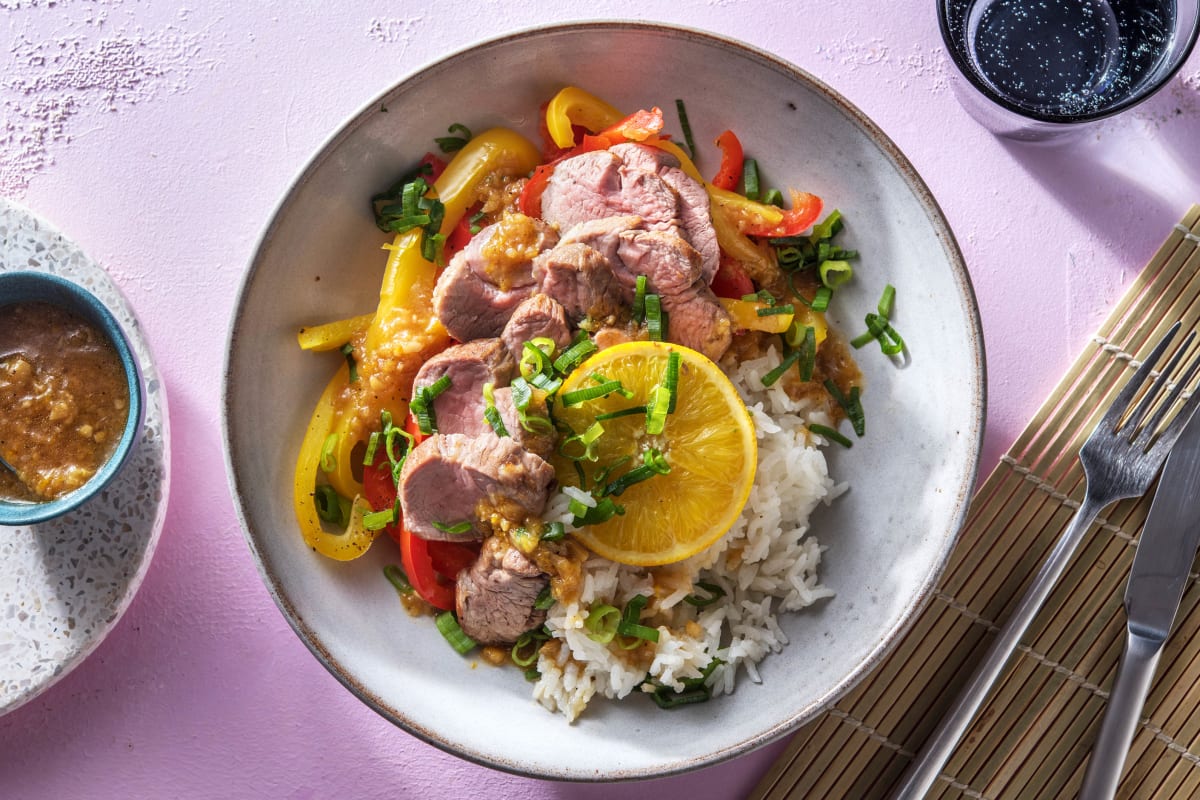 Schweinefilet mit Orangen-Teriyaki-Soße