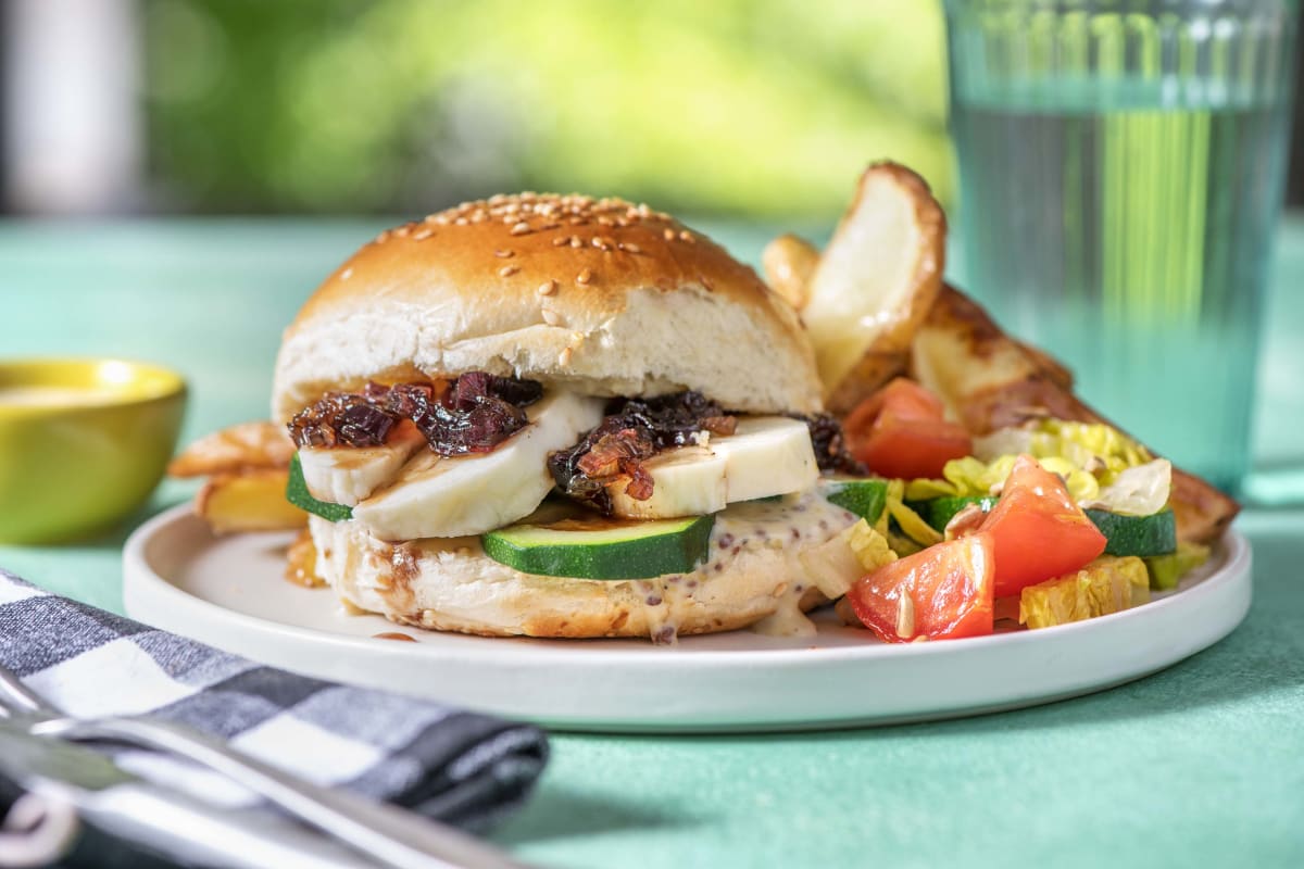 Halloumiburger mit Balsamico-Zwiebeln