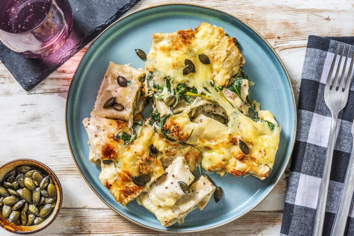 Überbackene Maultaschen mit Grünkohl