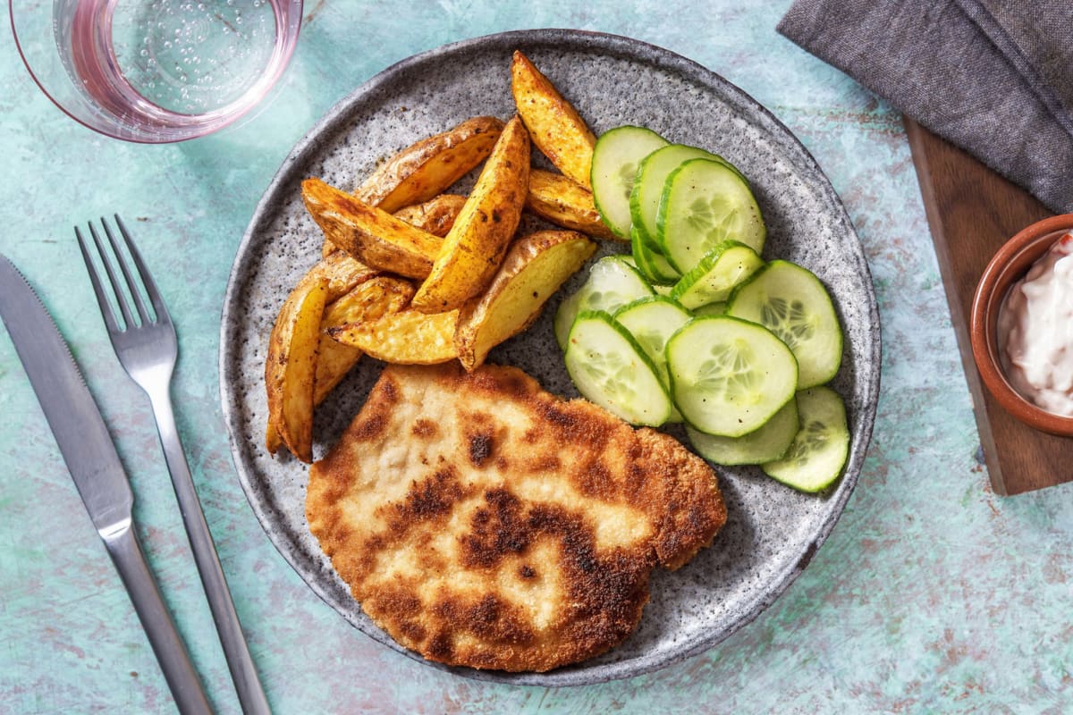 Schnitzel mit Ofenkartoffeln