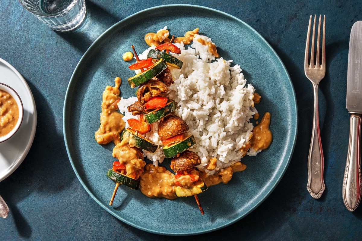 Vegane Gemüsespieße mit Satay-Soße