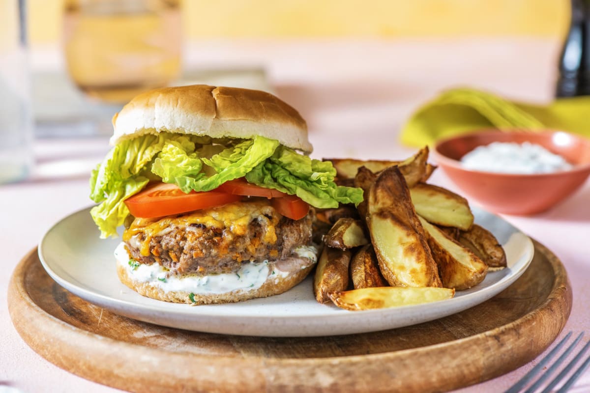 Cheeseburger mit verstecktem Gemüse