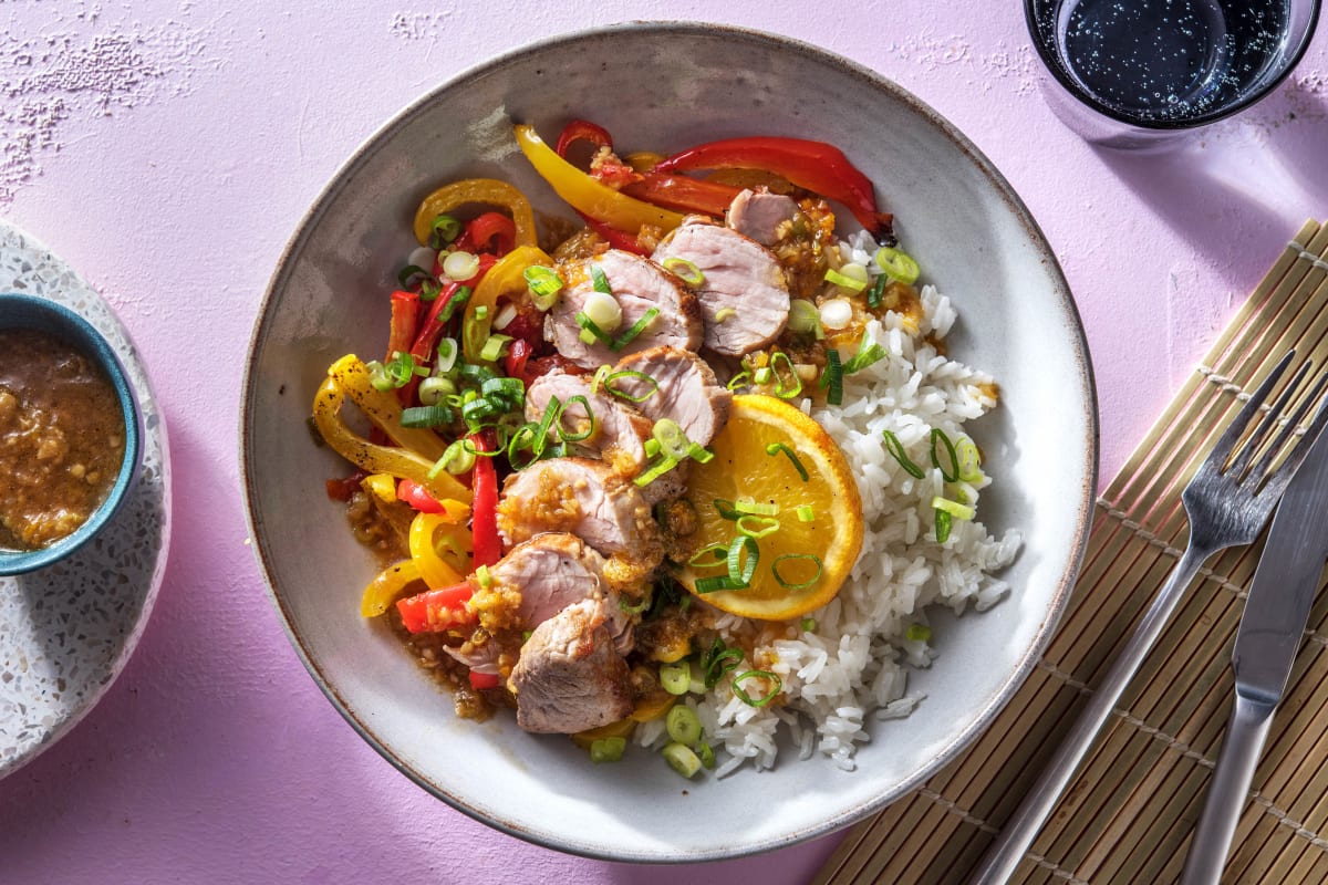 Schweinefilet mit Orangen-Teriyaki-Soße