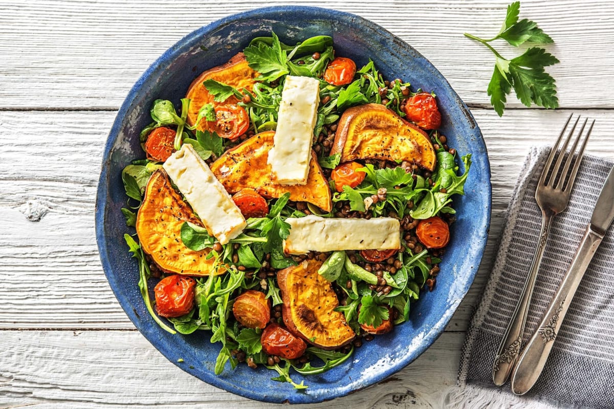 Geroosterde feta met honing en zoete aardappel