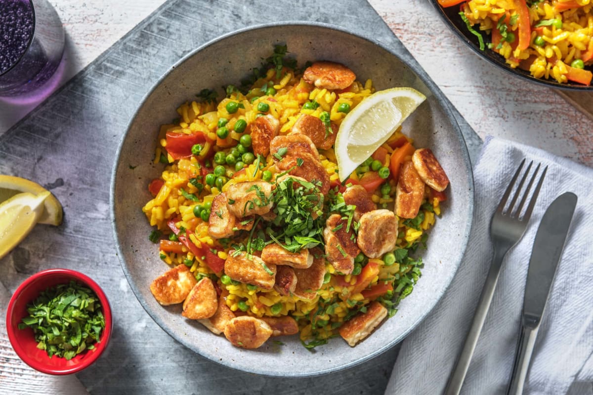 Groentepaella met krokante halloumi