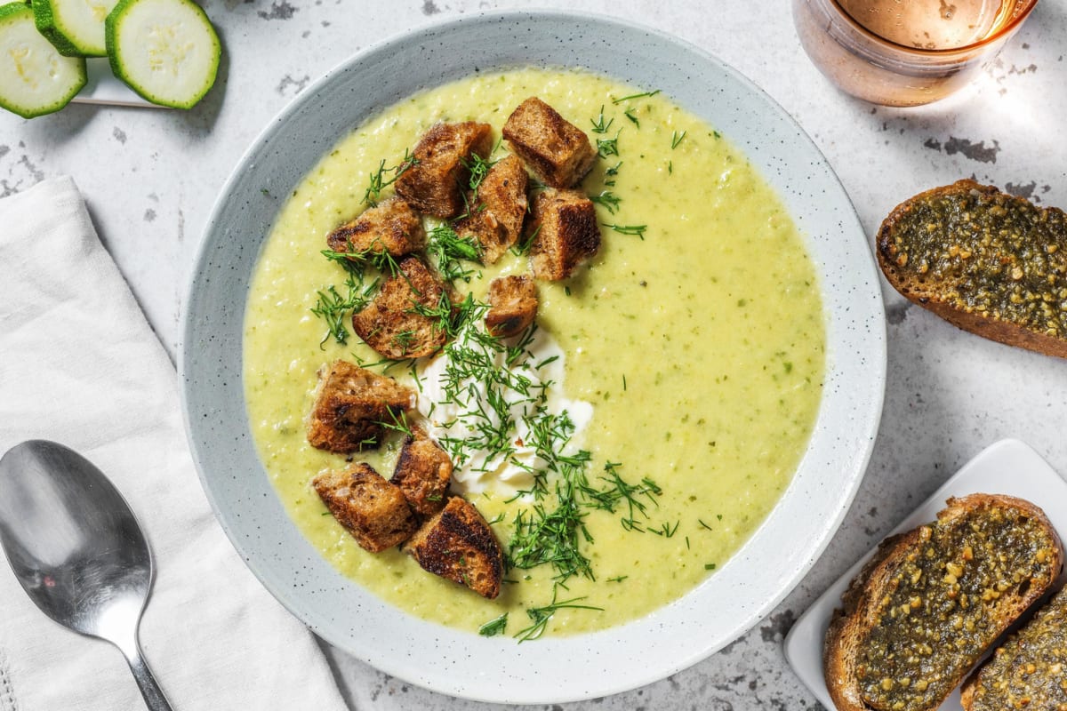 Soupe de courgette et poireau à l'aneth frais