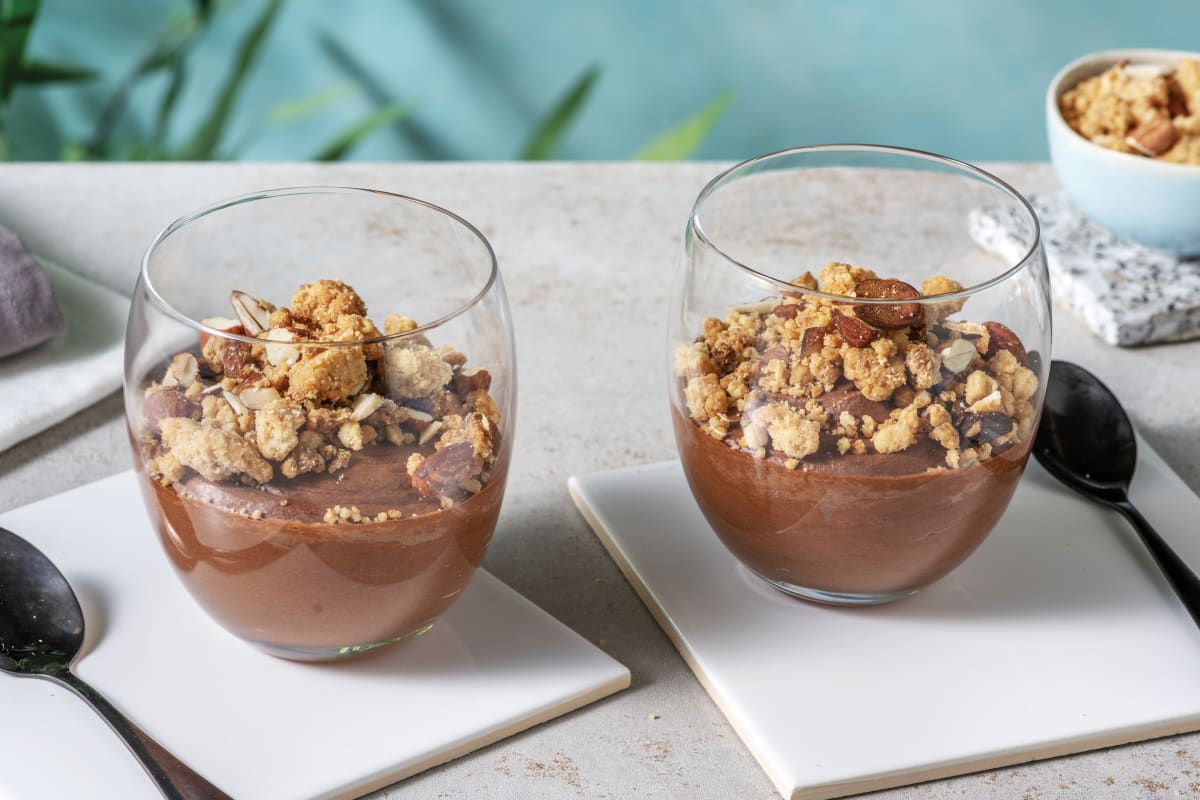 Orange-Infused Chocolate Mousse Pots with Almond Butter Crumb