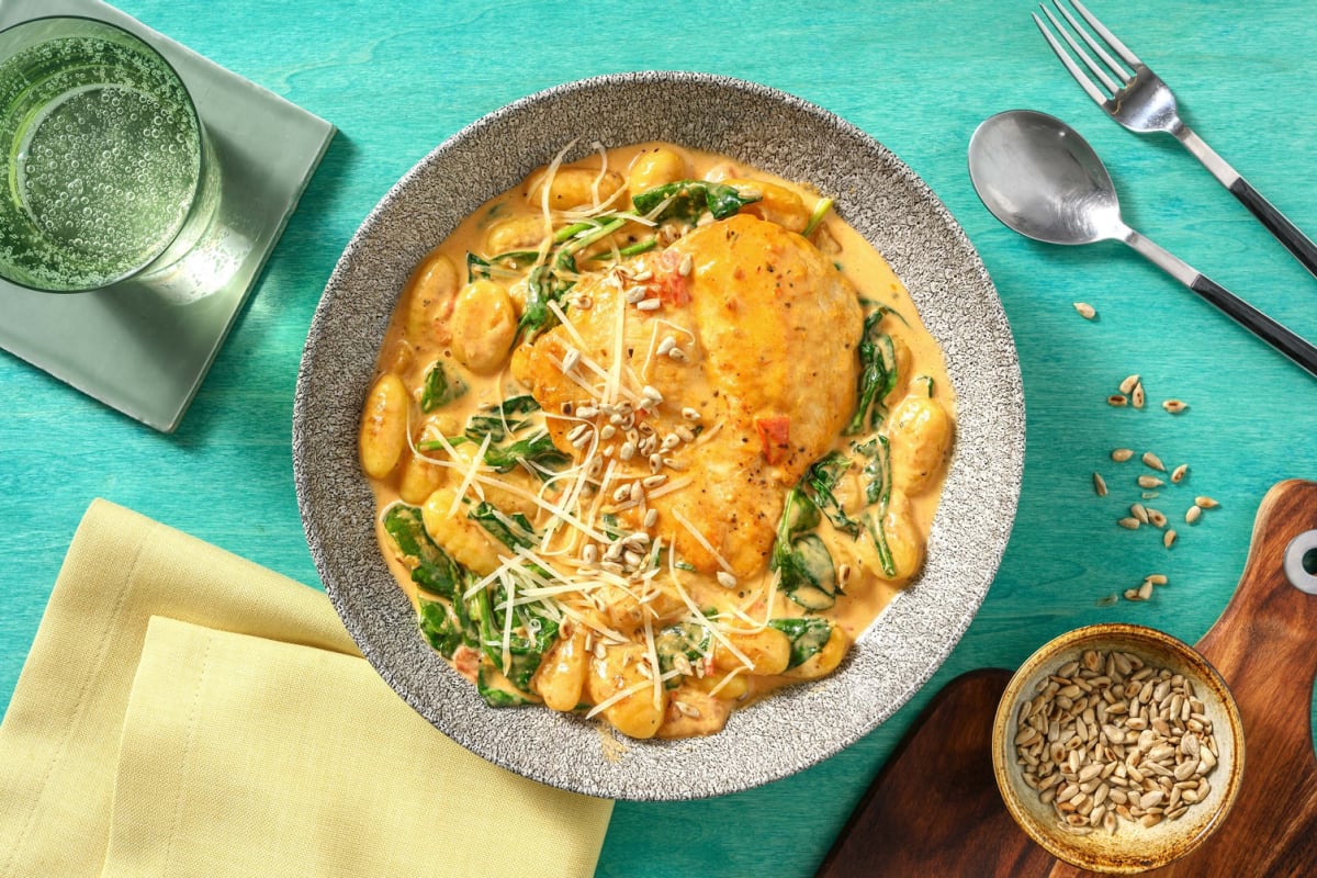 Hähnchenbrust und Gnocchi aus der Pfanne