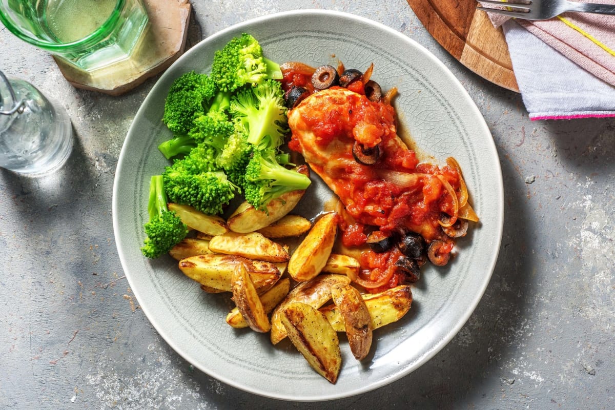 Pouletbrust in Oliven-Tomaten-Sauce