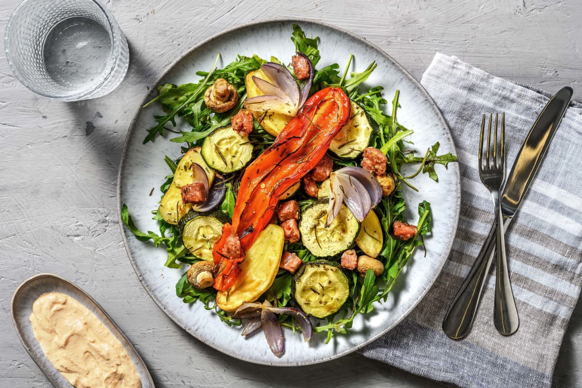 Einfaches Antipasti-Gemüse mit Salsiccia