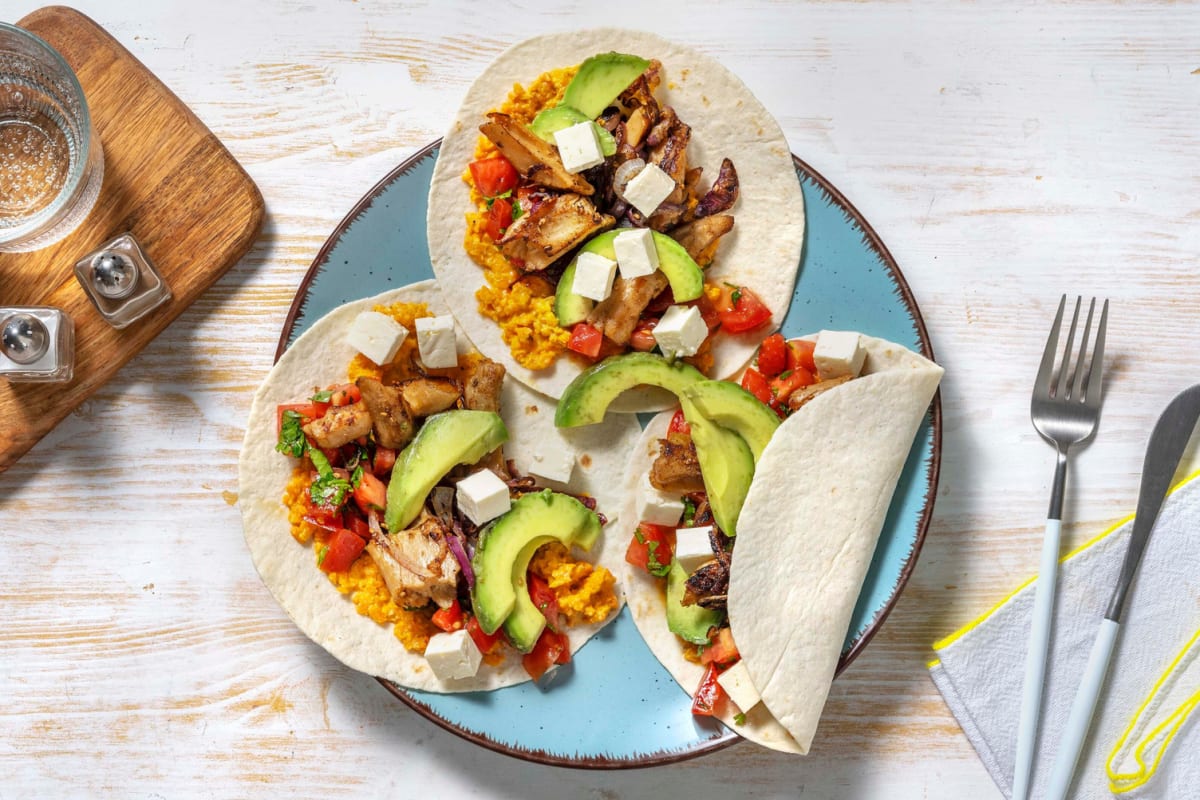 Wraps met vegetarische kipstukjes en yazzara