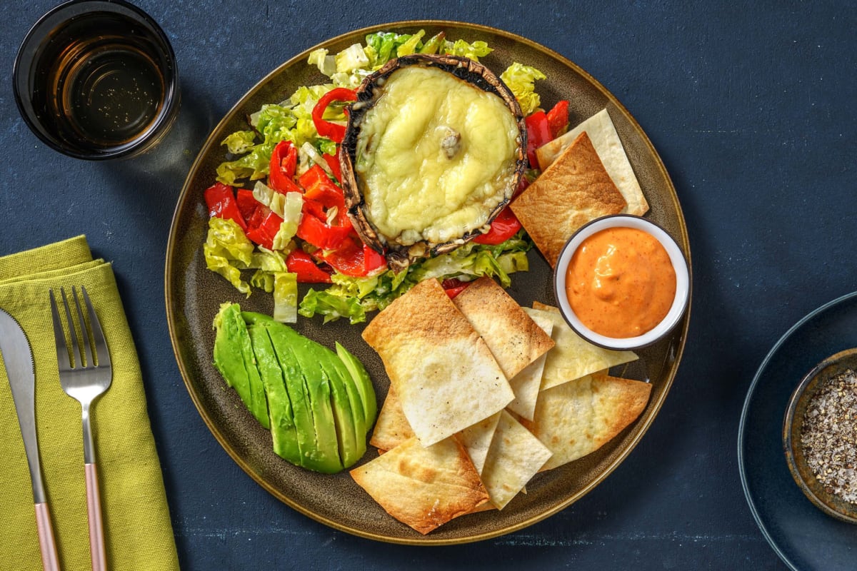 Chipotle-Bowl mit gratiniertem Portobello