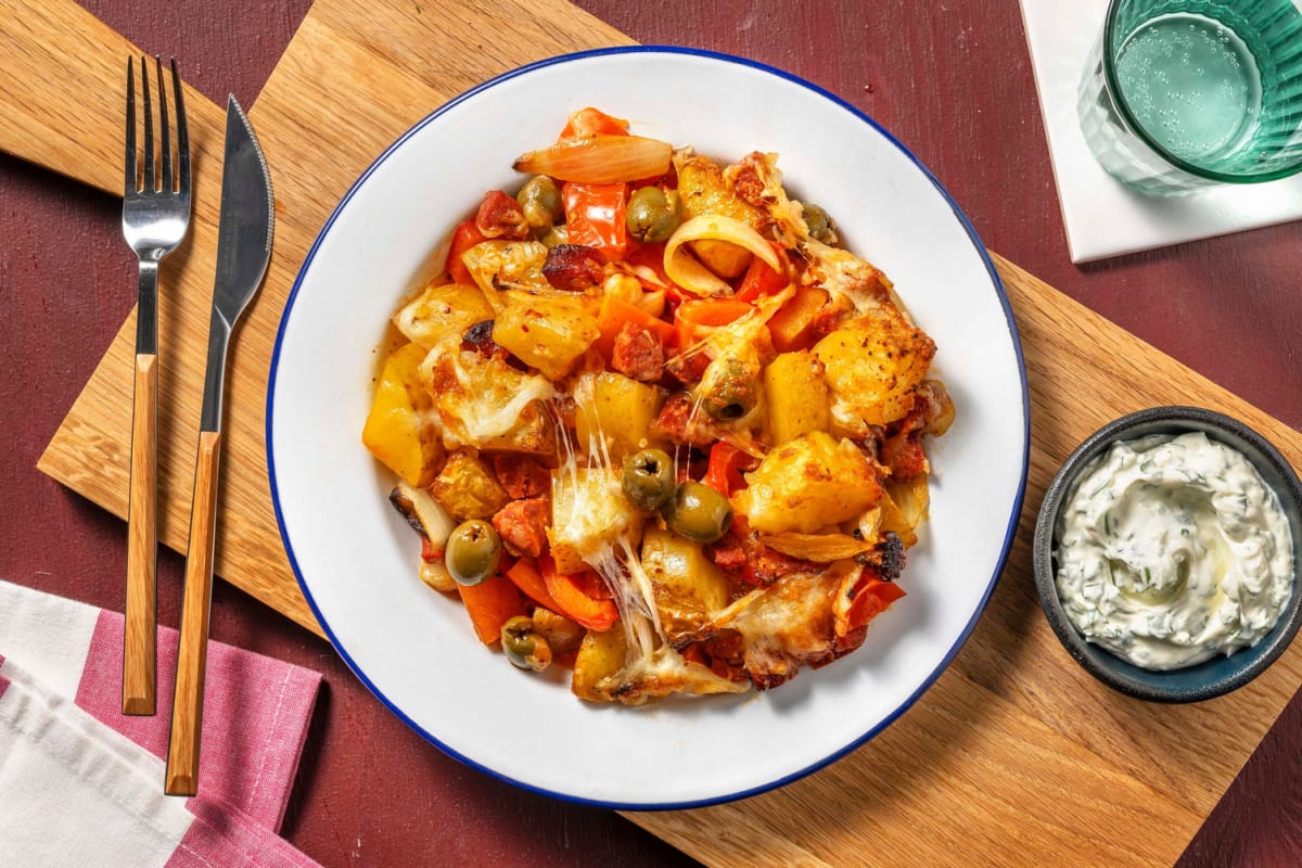 Pikanter Chorizo-Auflauf mit Kartoffeln &amp; Käsekruste Rezept | HelloFresh
