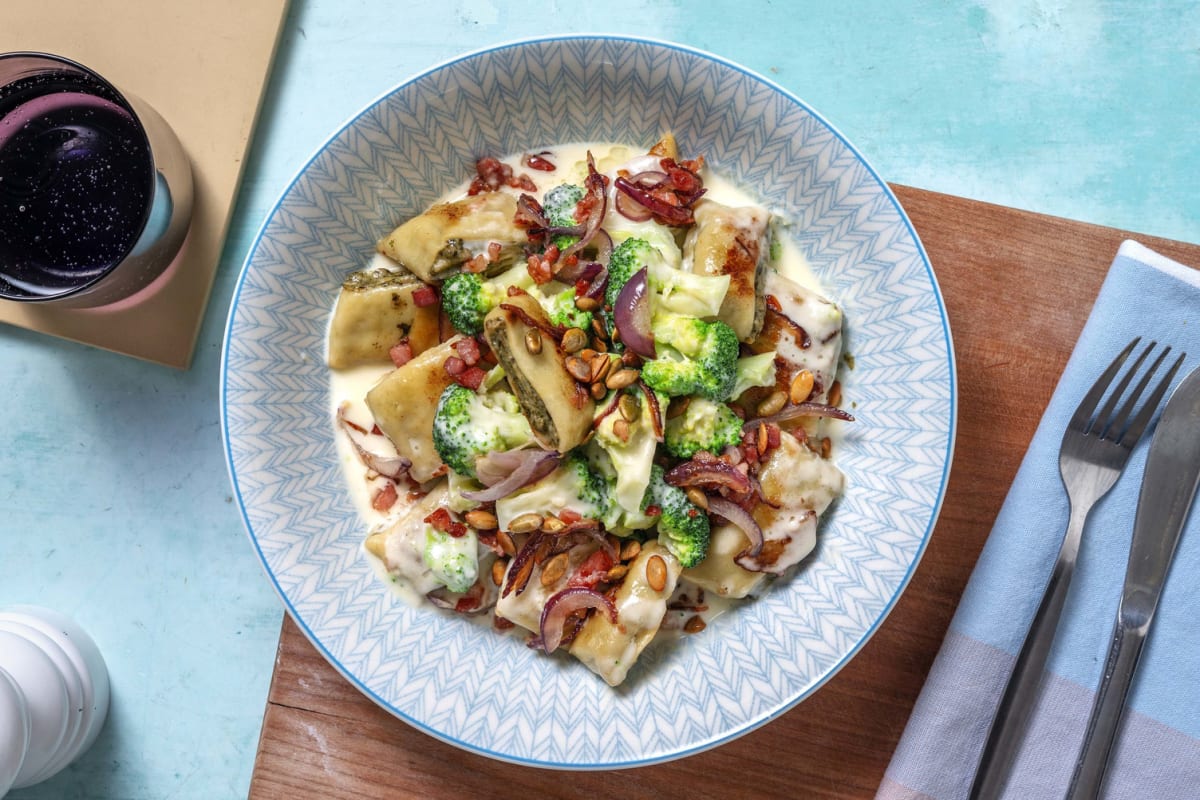 Mini-Maultaschen in Käse-Sahne-Soße