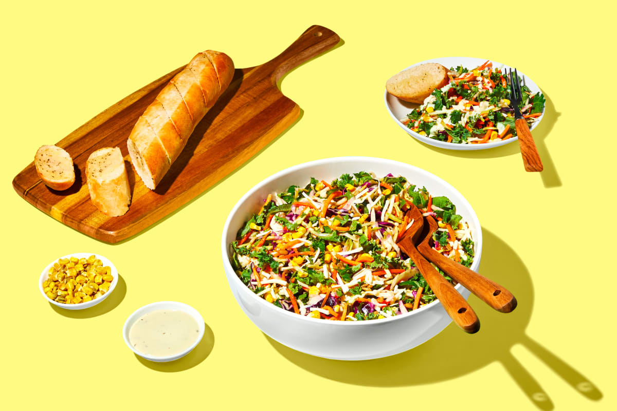 Avocado Crunch Salad + Garlic Bread