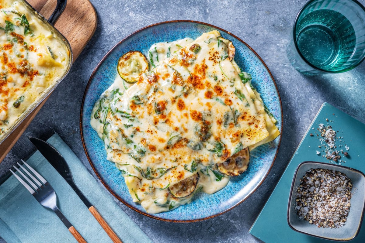 Vegetarische lasagne met courgette en spinazie