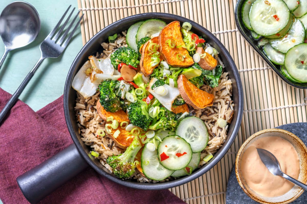 Asia-Bowl mit Wildreis und scharfem Brokkoli