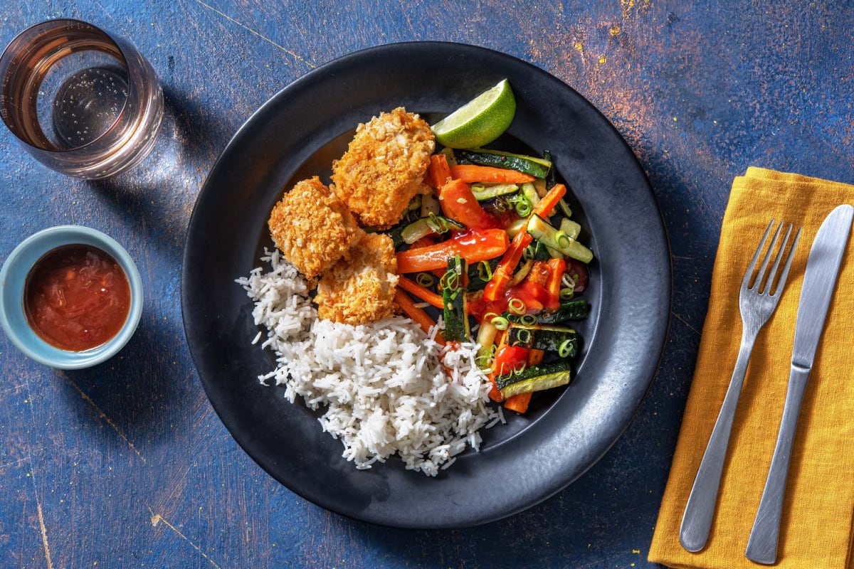 Panko-Hähnchennuggets mit Kokosreis