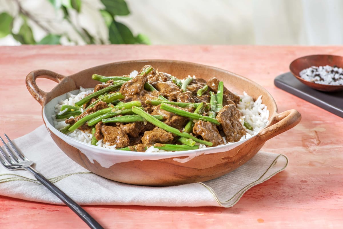 Rendang met sajoerboontjes en basmatirijst