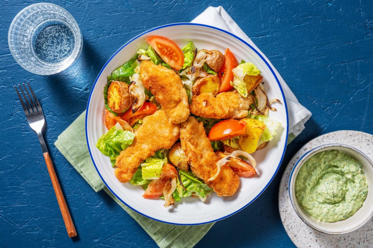 Backhendlsalat mit süßem Senfdressing