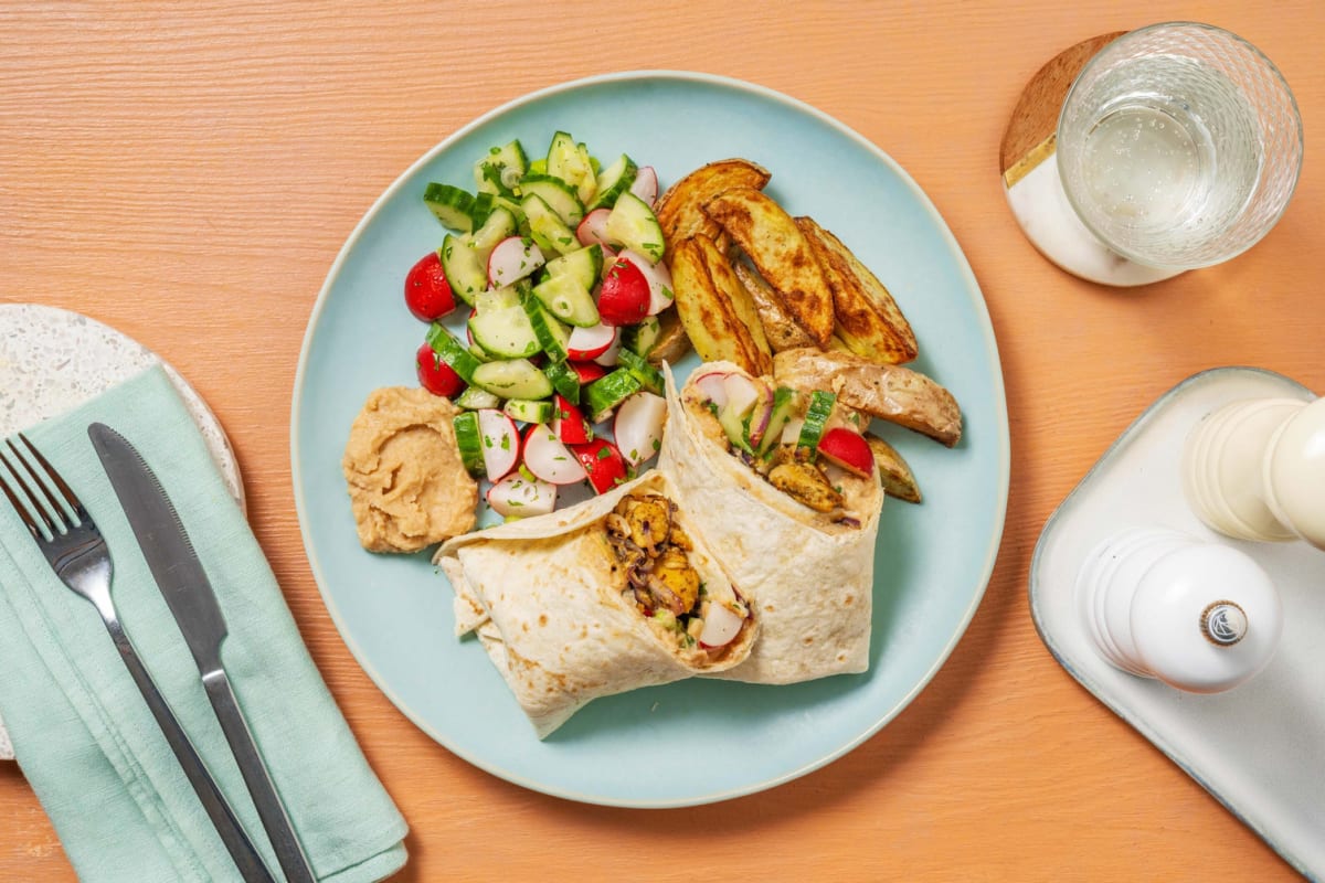 Veganer Schawarma Wrap mit Bohnen-Hummus