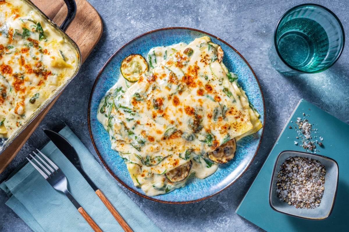 Vegetarische lasagne met courgette en spinazie