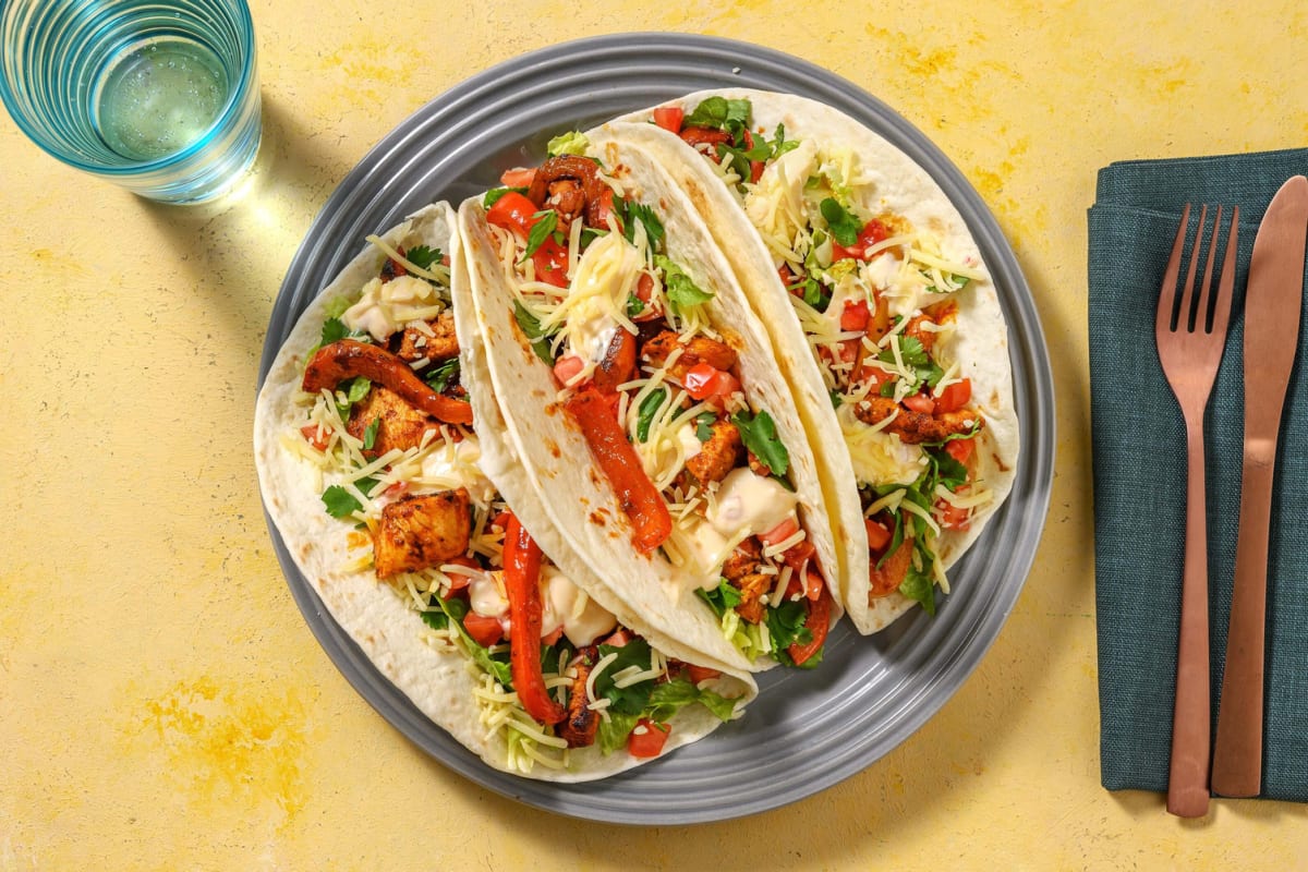 Fajitas au poulet sur mini-tortillas