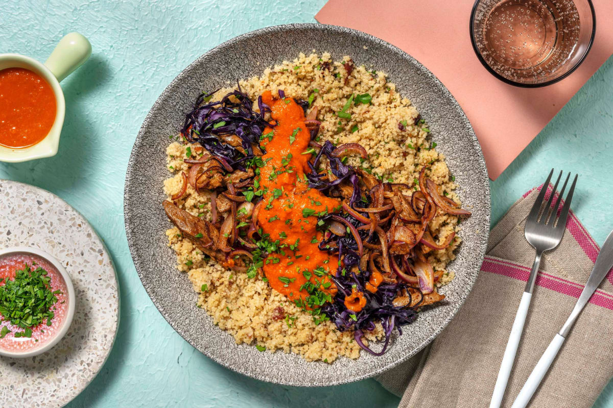 Veganes Schawarma mit Couscous & Rotkohlsalat