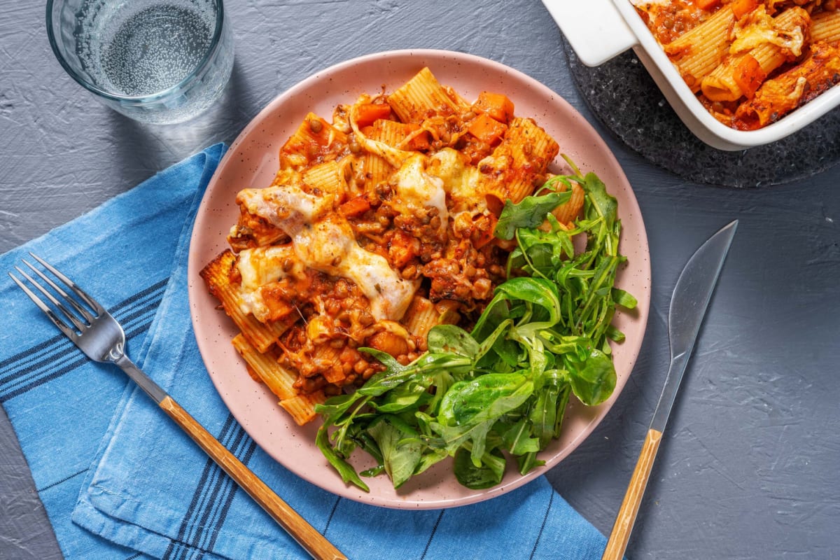 Gratin de rigatoni aux trois fromages