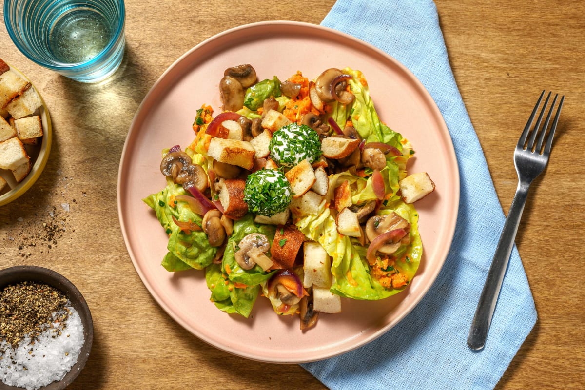 Breznsalat mit Ziegenfrischkäse-Bällchen