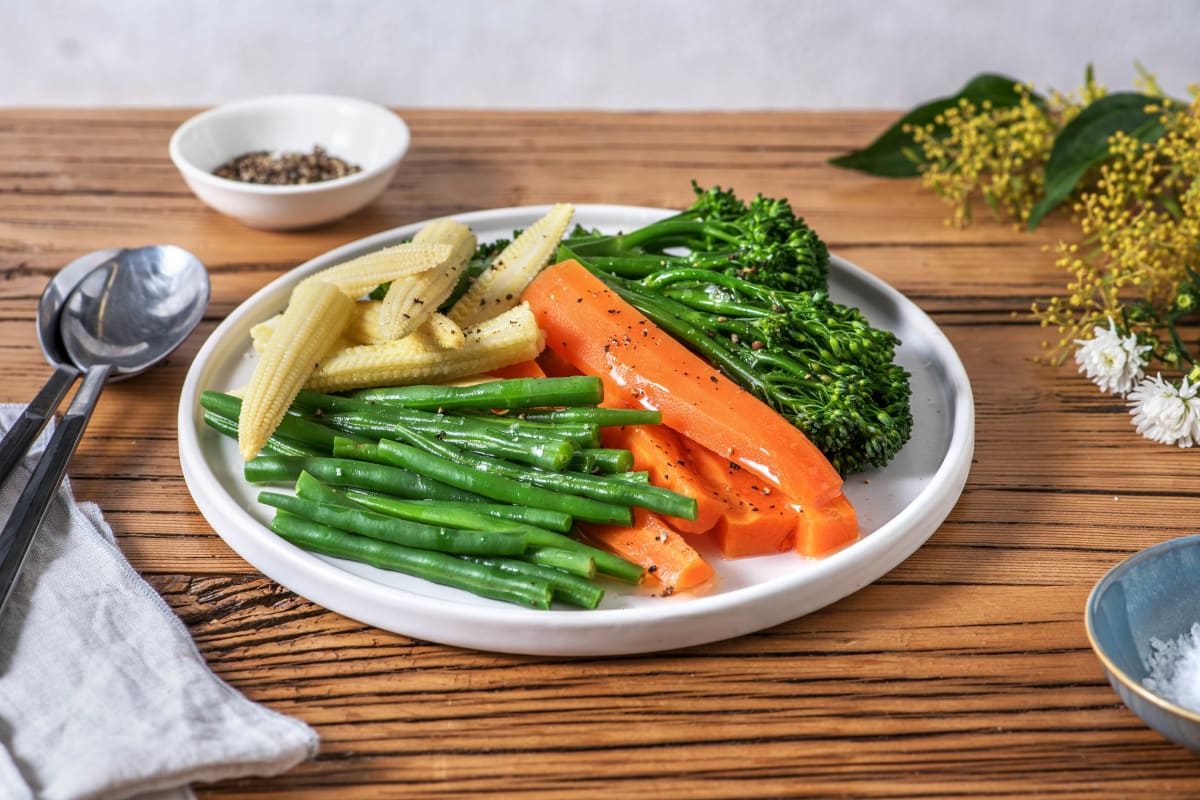 Baby Corn, Carrots and Greens Side