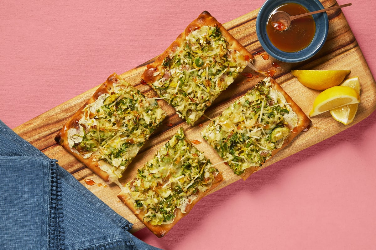 Hot Honey Brussels & Chicken Flatbreads