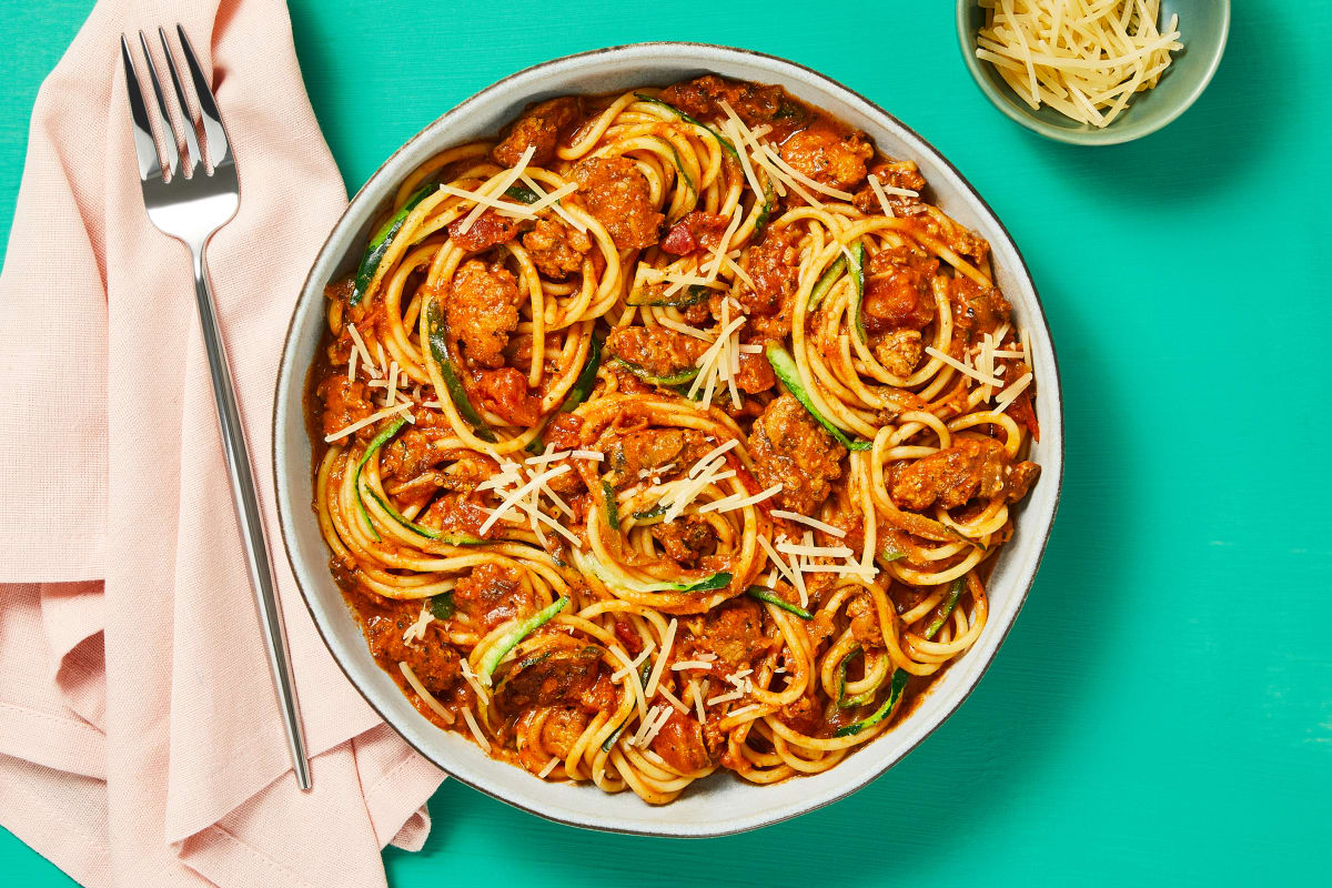 Chicken Sausage Ragù Spaghetti
