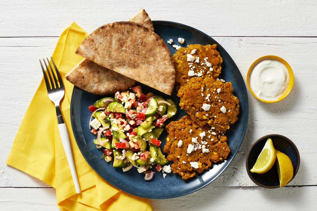 Spiced Chickpea Fritters & Chicken