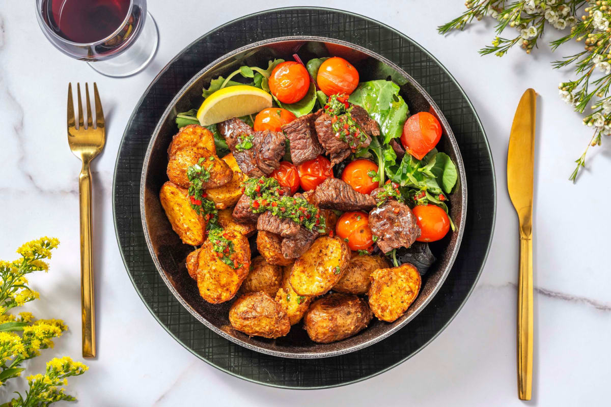 Rinderhüftsteak mit Chimichurri & Kampott Pfeffer