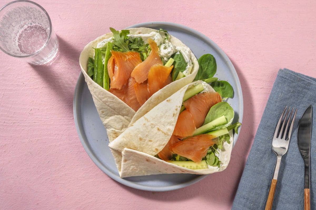 Wrap met gerookte zalm en kruidenroomkaas