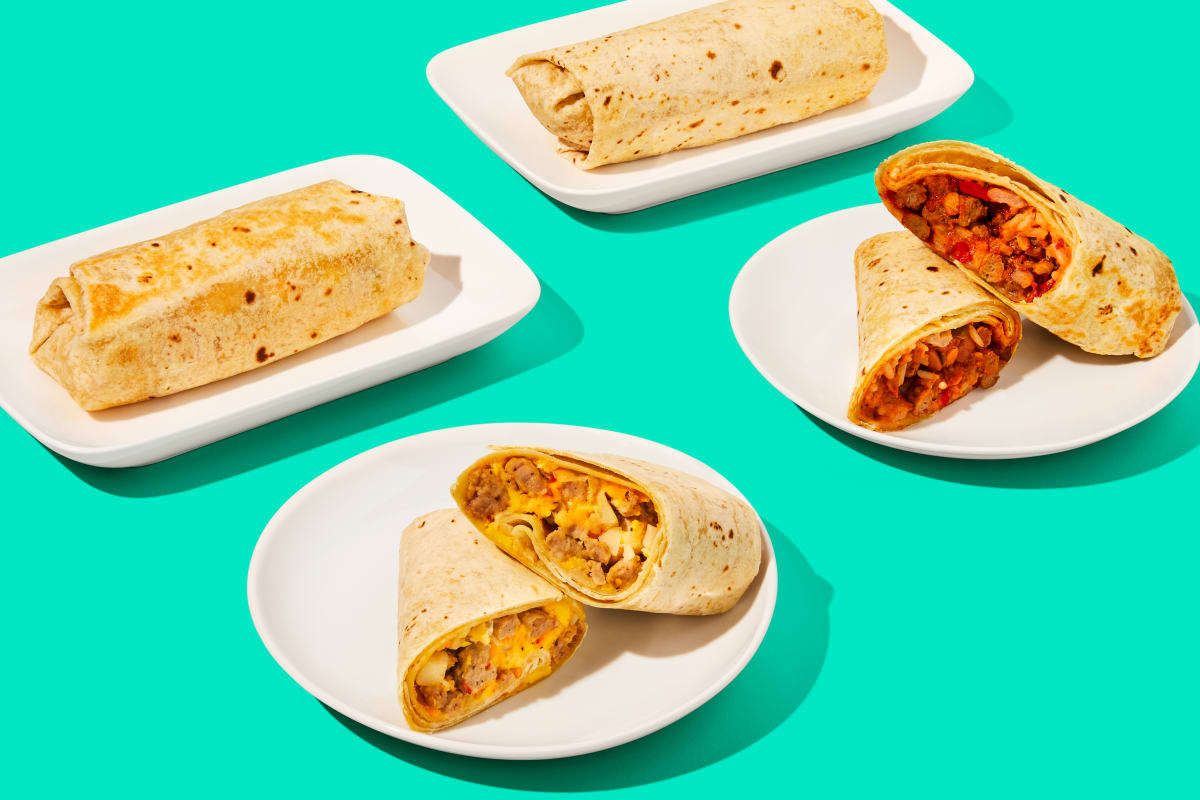 Beef & Bean Burritos + Sausage, Egg & Cheese Burritos