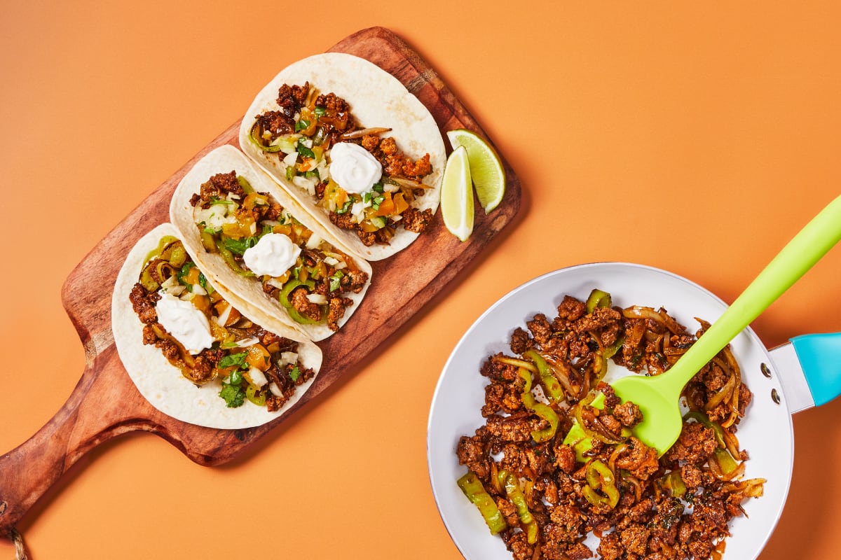 One-Pan Mango Salsa Organic Beef Tacos