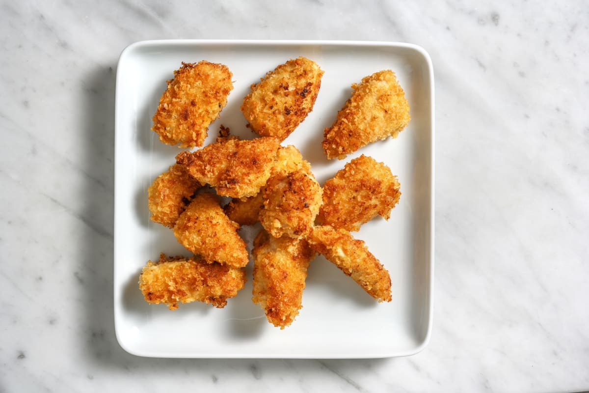 Plantaardige nuggets met cornflakes als extra