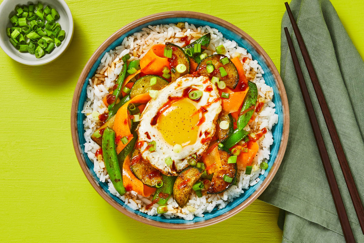 Zucchini & Snap Pea Bibimbap Bowls